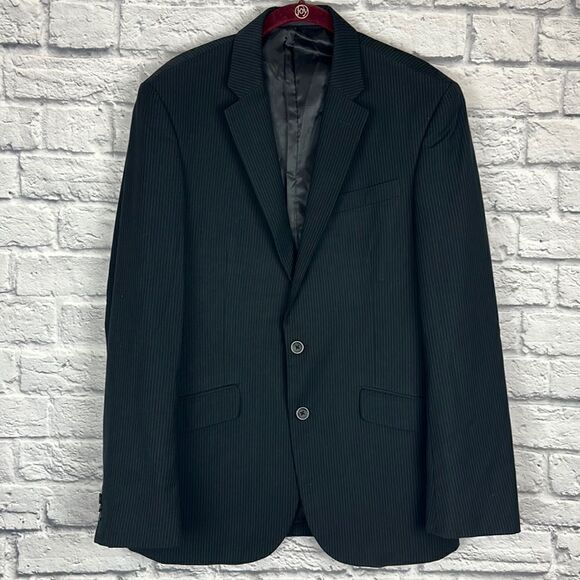 Kenneth Cole Reaction Men’s Blazer Black Pinstripe Jacket Size 40R - Picture 1 of 7